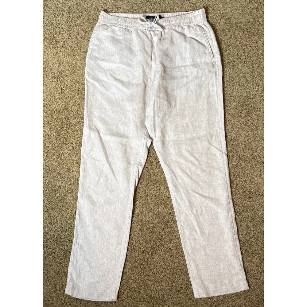 Rodd & Gunn Linen Resort Pants Mens Large Oatmeal Jogger Elastic Waist Casual